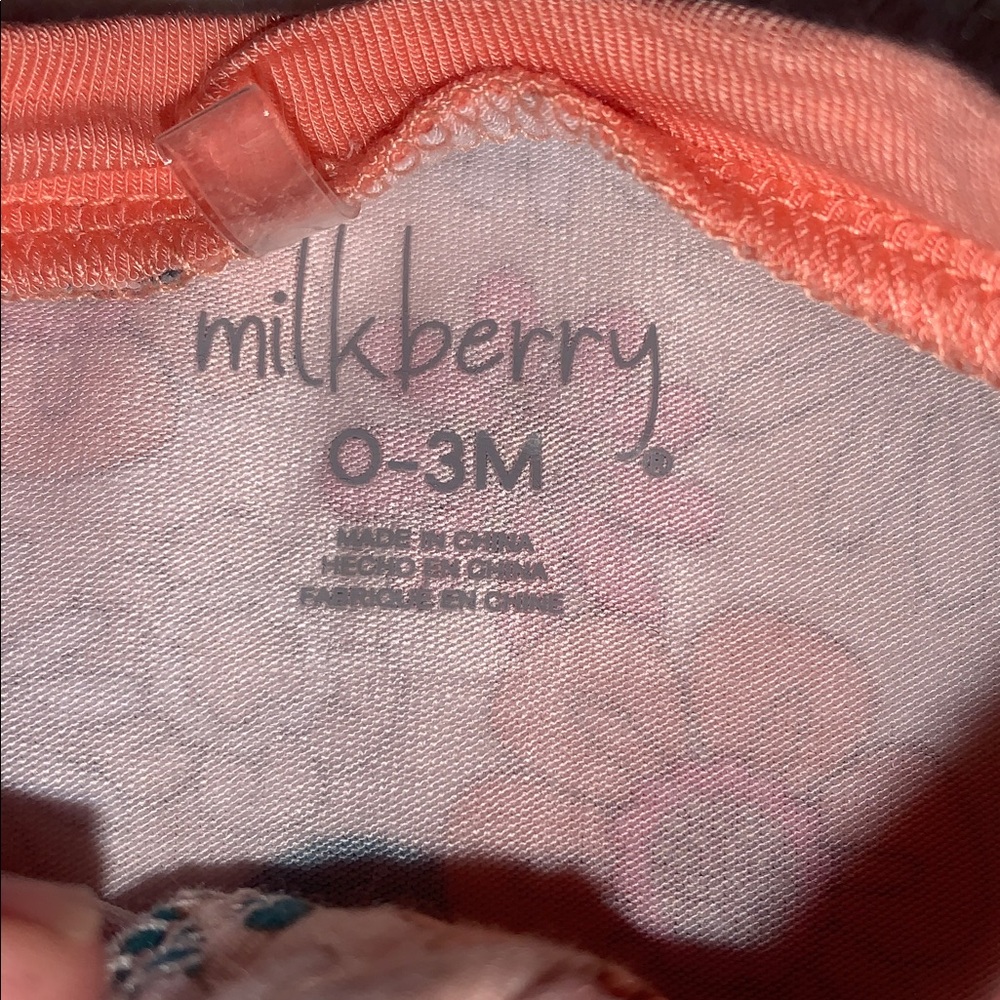 NWT Milkberry Orange Floral Footie Set 0-3M Bamboo w/ Headband - Picture 6 of 8